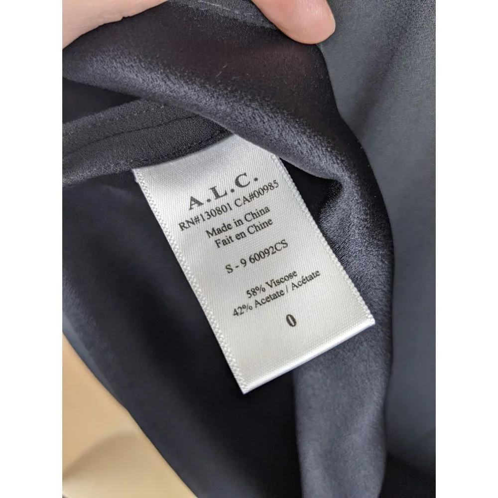 A.L.C. black flutter ruffles cocktail Dress 0 XS lbd high neck tulip cocktail